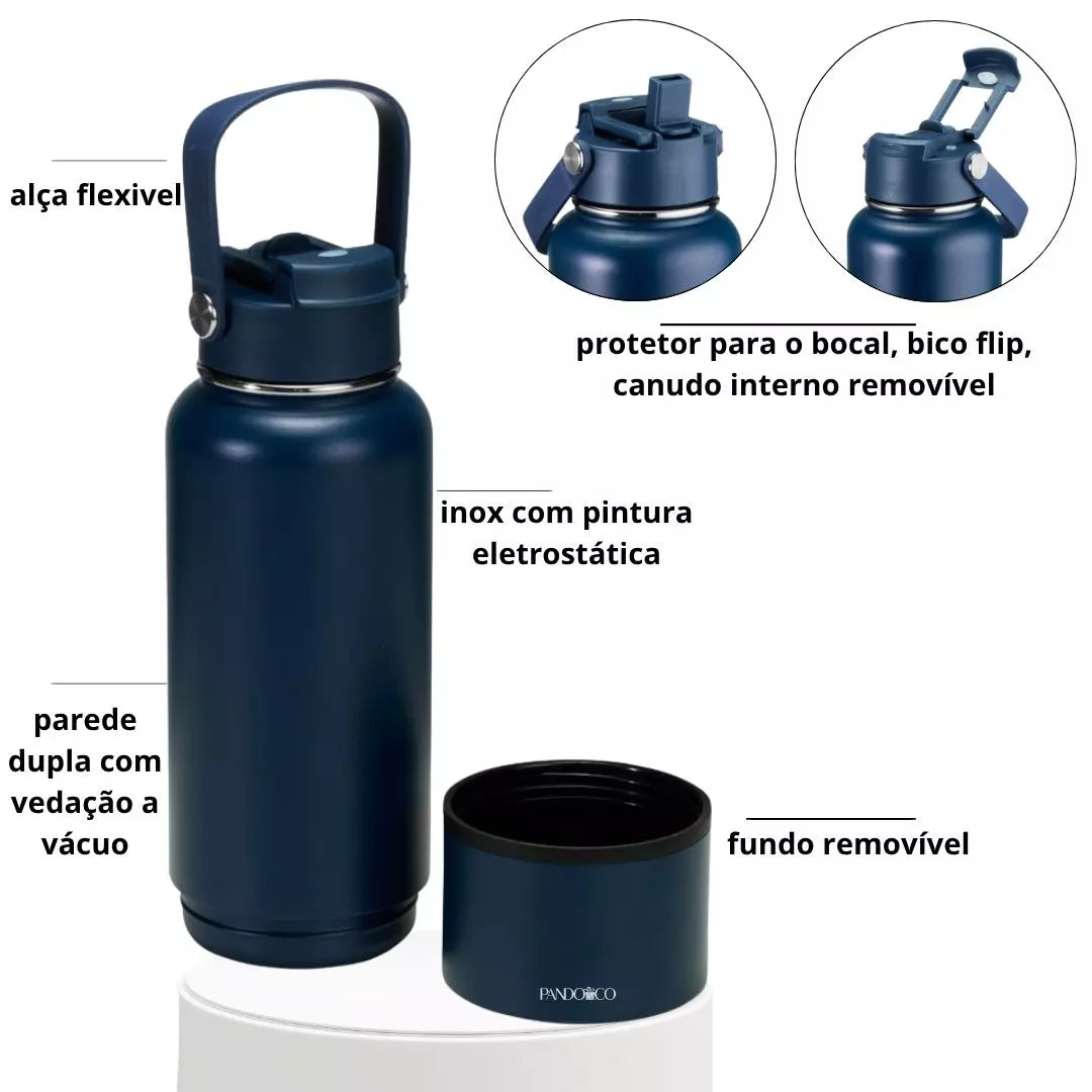 Garrafa Térmica Pando Ignes 800 ml + Ecobag Exclusiva