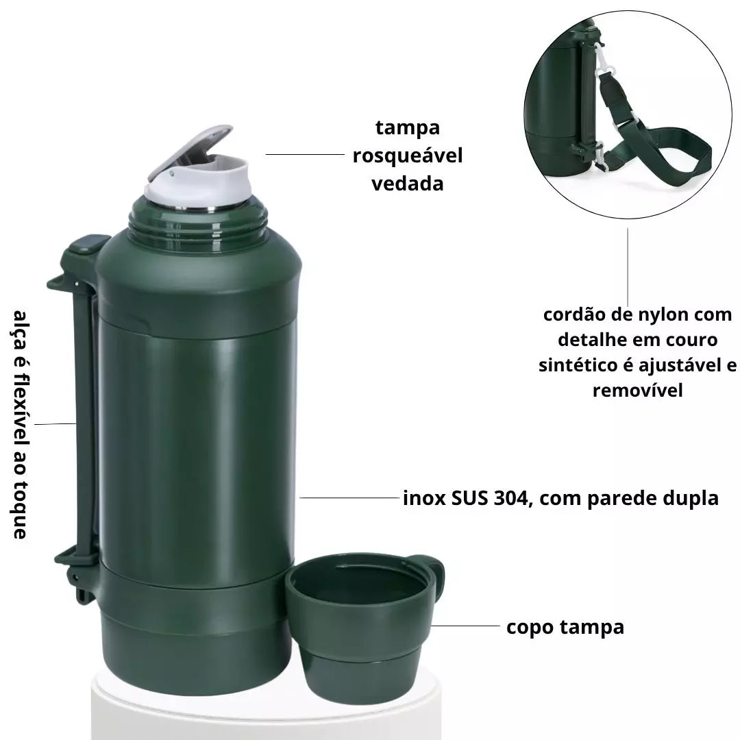 Garrafa Térmica Pando Sage 1,25 litros + Ecobag Exclusiva